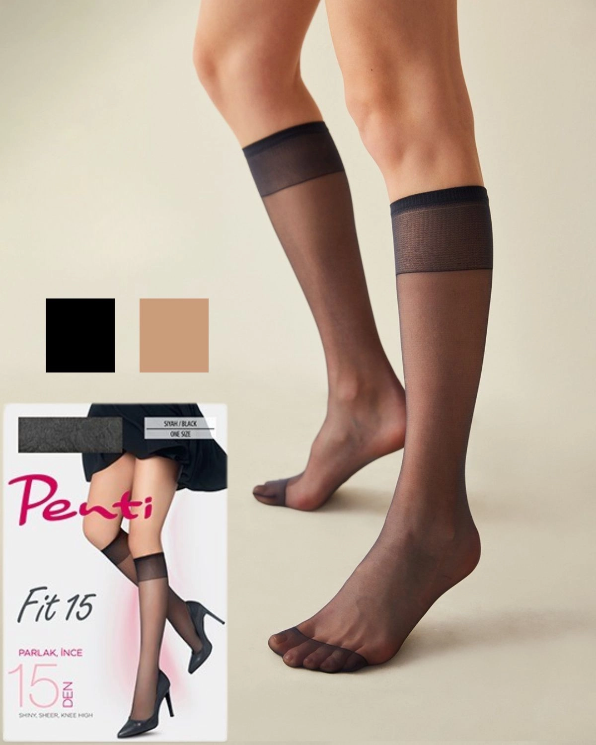 132 جورب نسائي لحمي شفاف نصف الساق